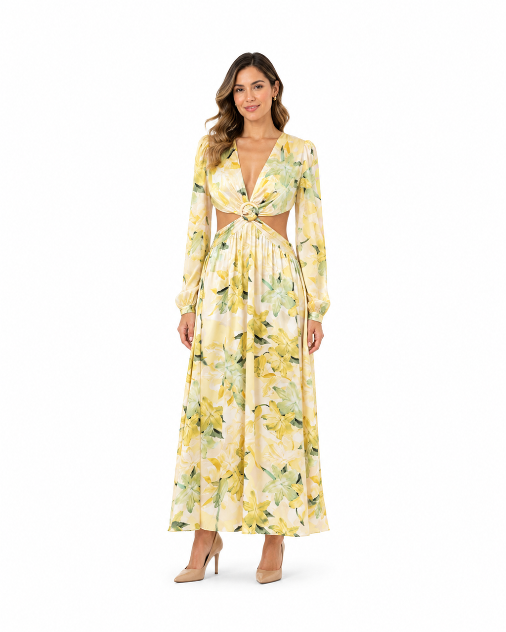 Arriendo de vestido largo estampado