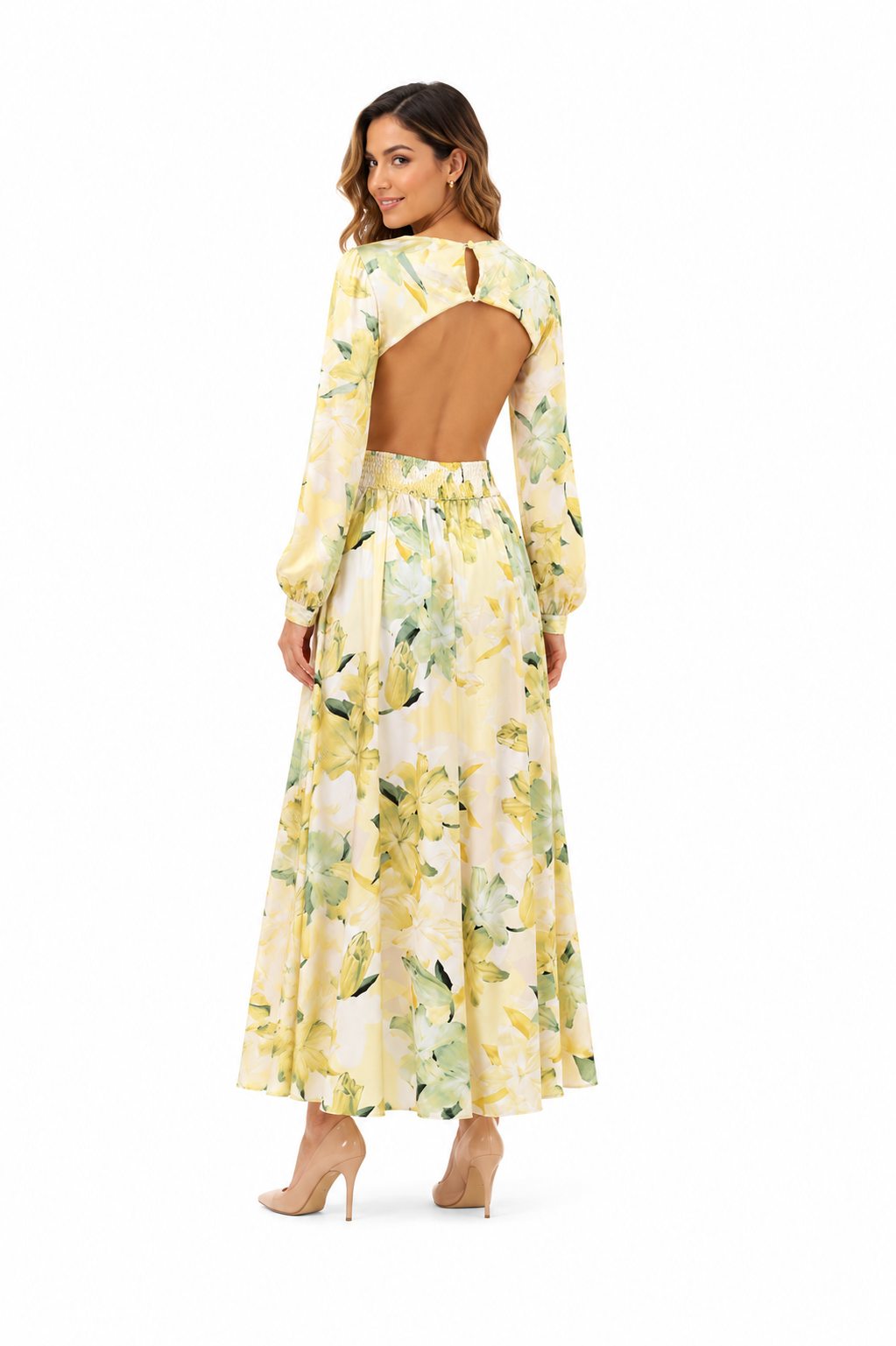 Arriendo de vestido largo estampado