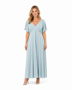 Arriendo de vestido largo celeste lycra elasticado