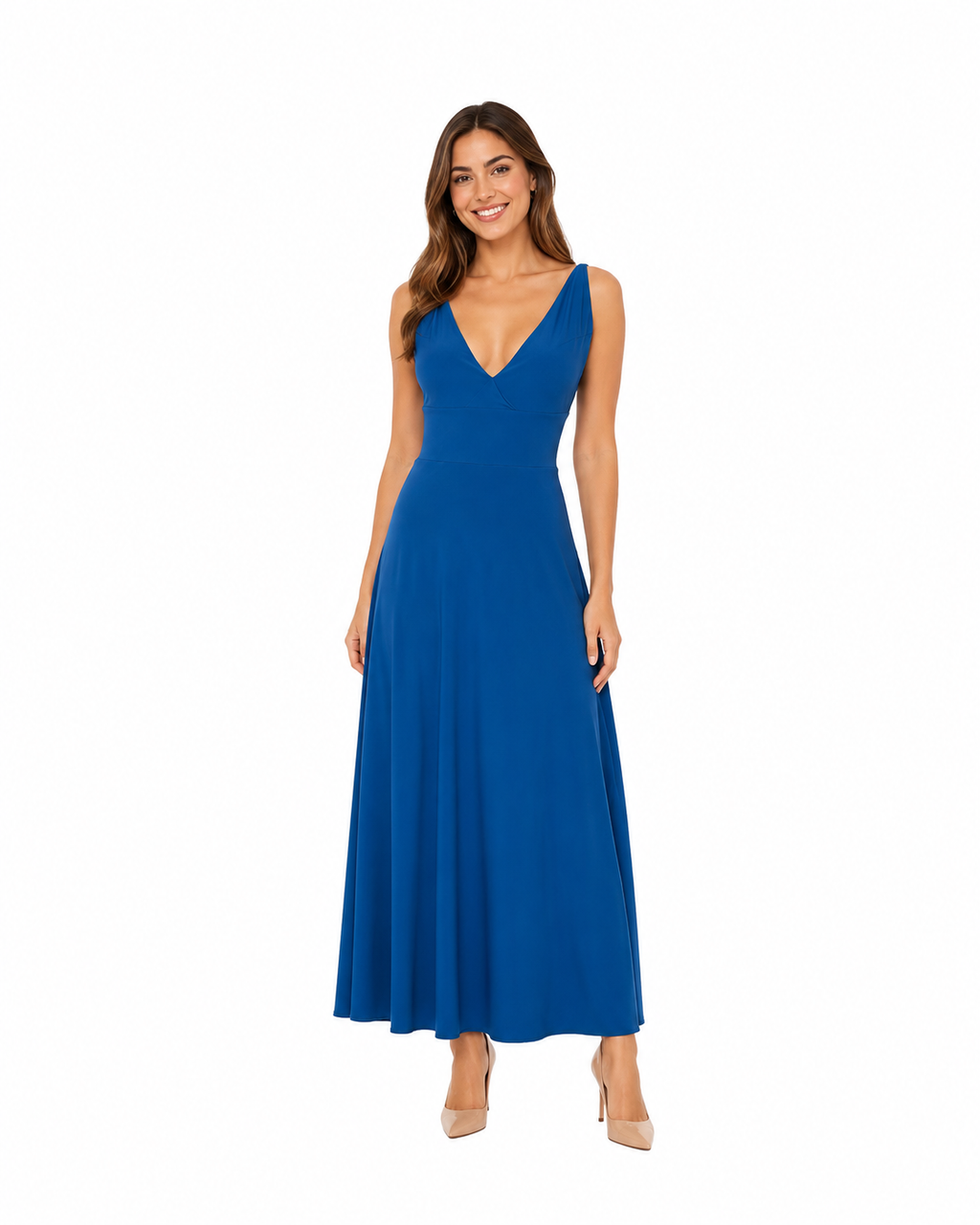 Arriendo de Vestido de Lycra azul largo con espalda descubierta