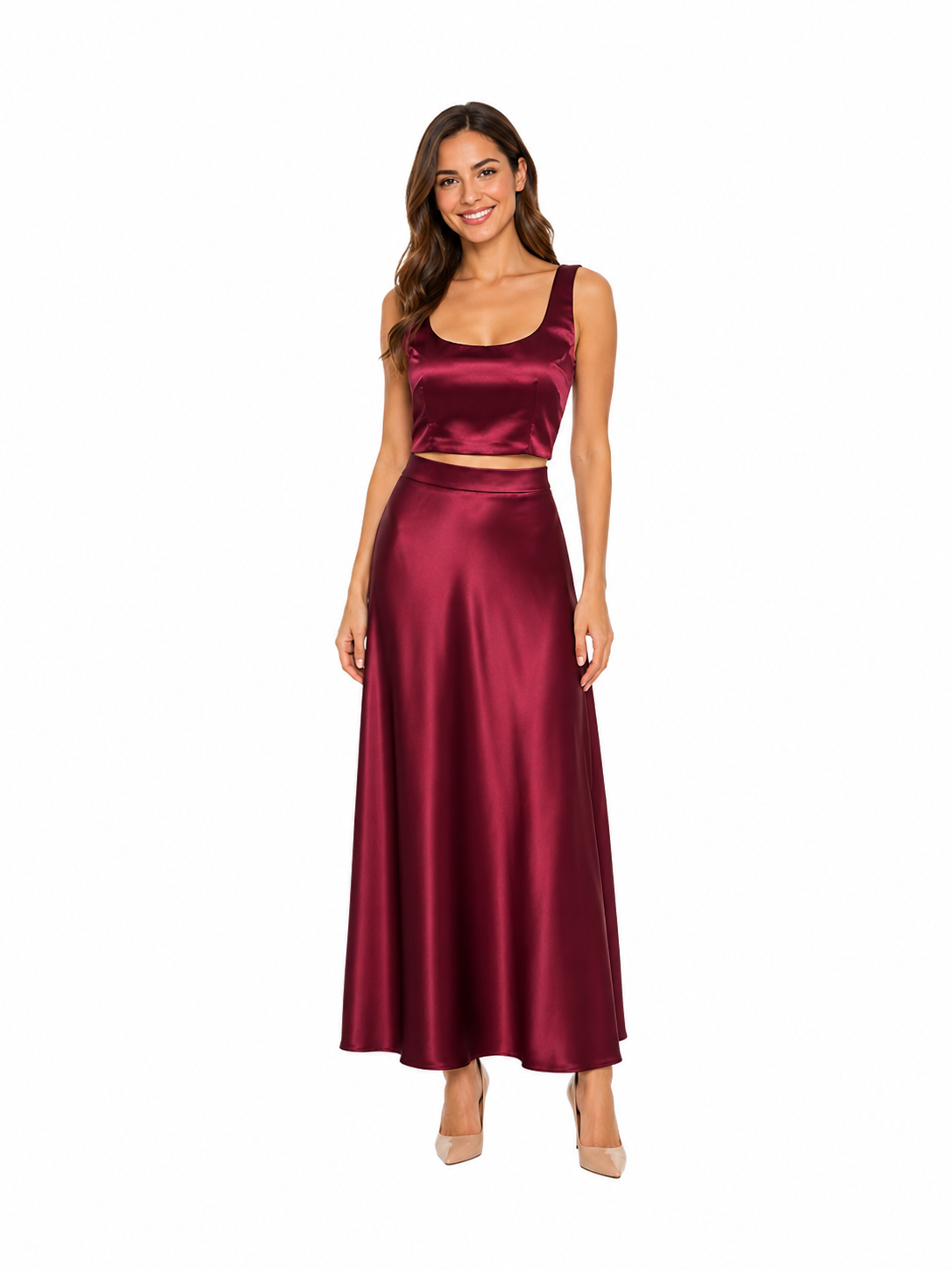 Arriendo de conjunto color vino de seda