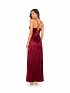 Arriendo de Vestido largo maco design burdeo zebra