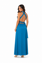Arriendo de vestido largo multiforma petróleo