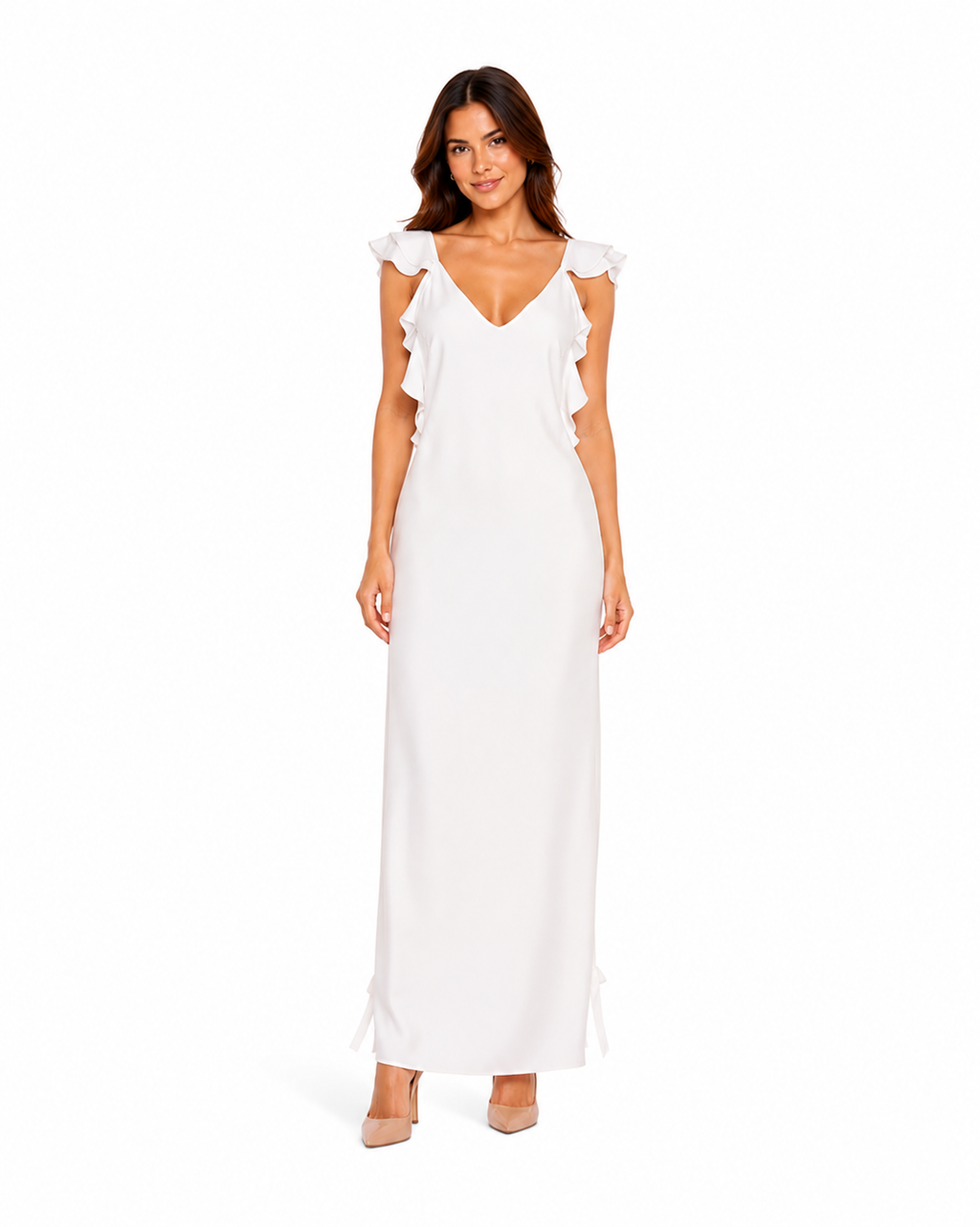 Arriendo de vestido lago novia o civil blanco con vuelos