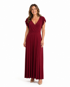 Arriendo de vestido largo de lycra rojo italiano escote y espalda en V