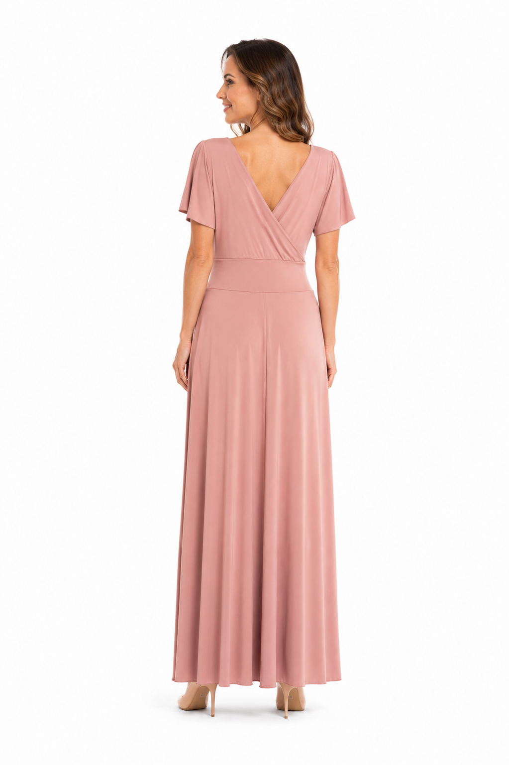 Arriendo de vestido palo rosa de lycra elasticado
