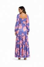 Arriendo de vestido largo con estampado y cut out marca Cocoota