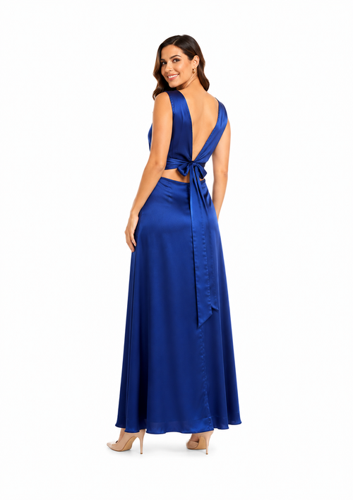 Arriendo de conjunto de seda azul