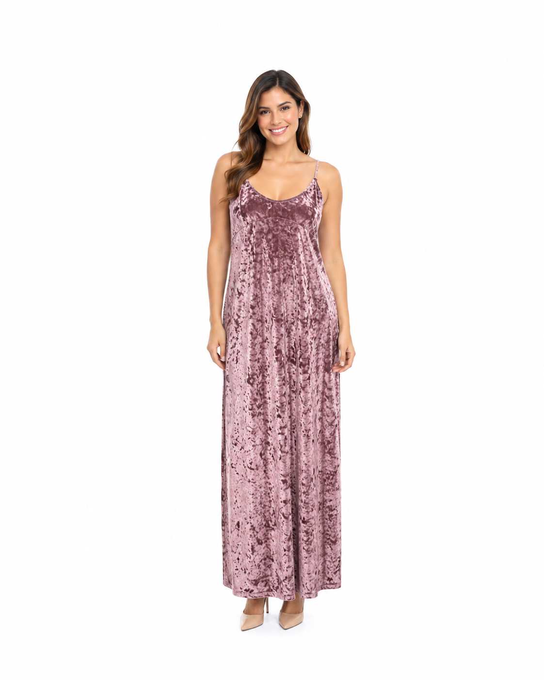 Arriendo de Vestido largo it velvet plush rosado claro