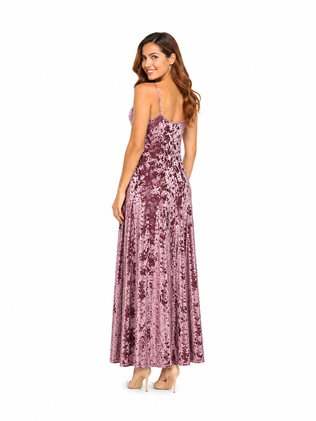 Arriendo de Vestido largo it velvet plush rosado claro