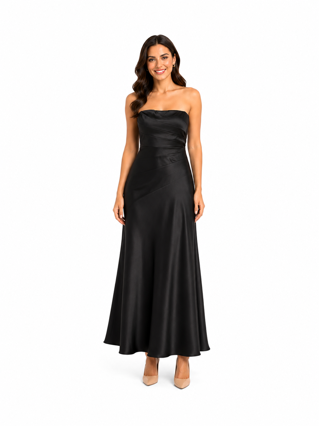 Arriendo de Vestido negro largo strapless