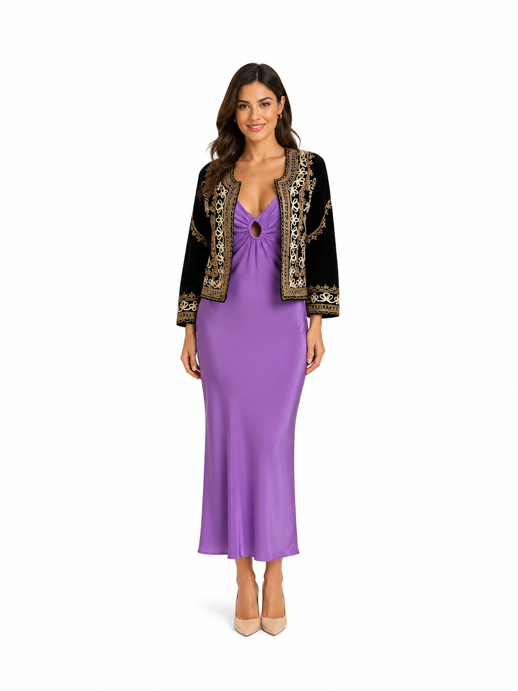 Arriendo de Chaqueta negra con dorado nicole