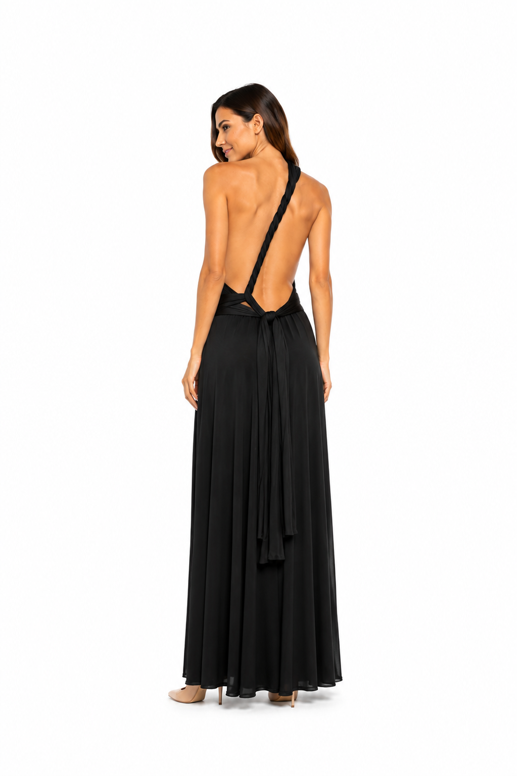 Arriendo de vestido largo multiforma negro