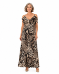 Arriendo de vestido largo animal print de gasa con vuelos