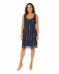 Arriendo de vestido corto azul con mostacillas
