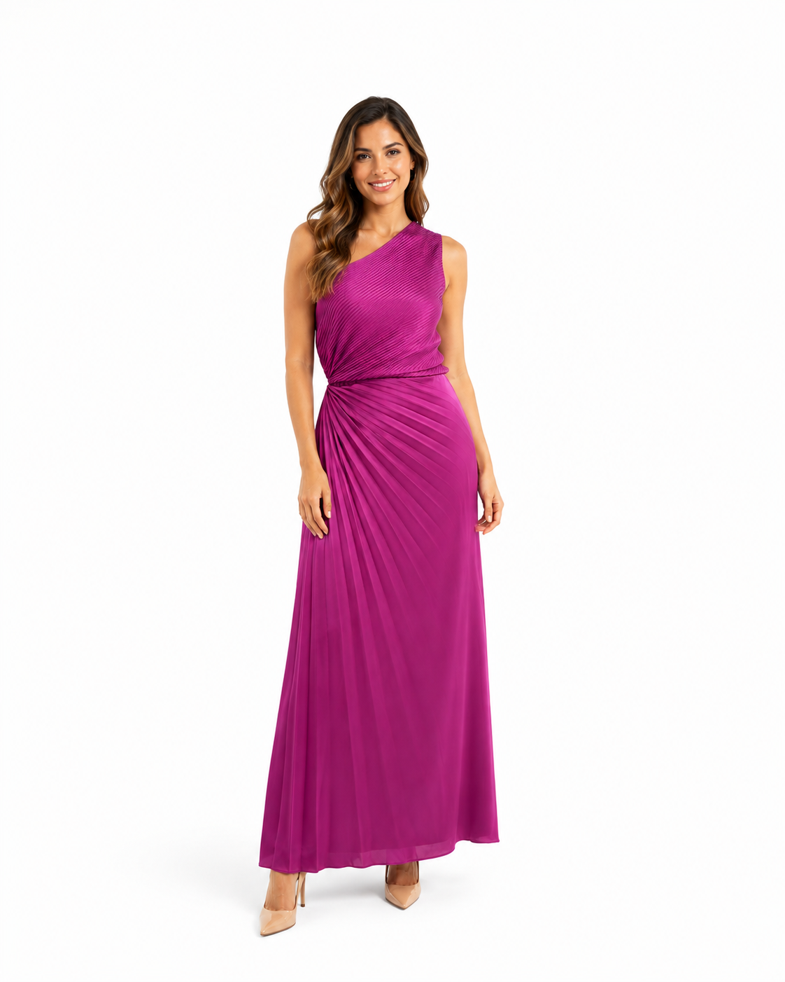 Arriendo de Vestido largo plisado purpura marca italy fashion