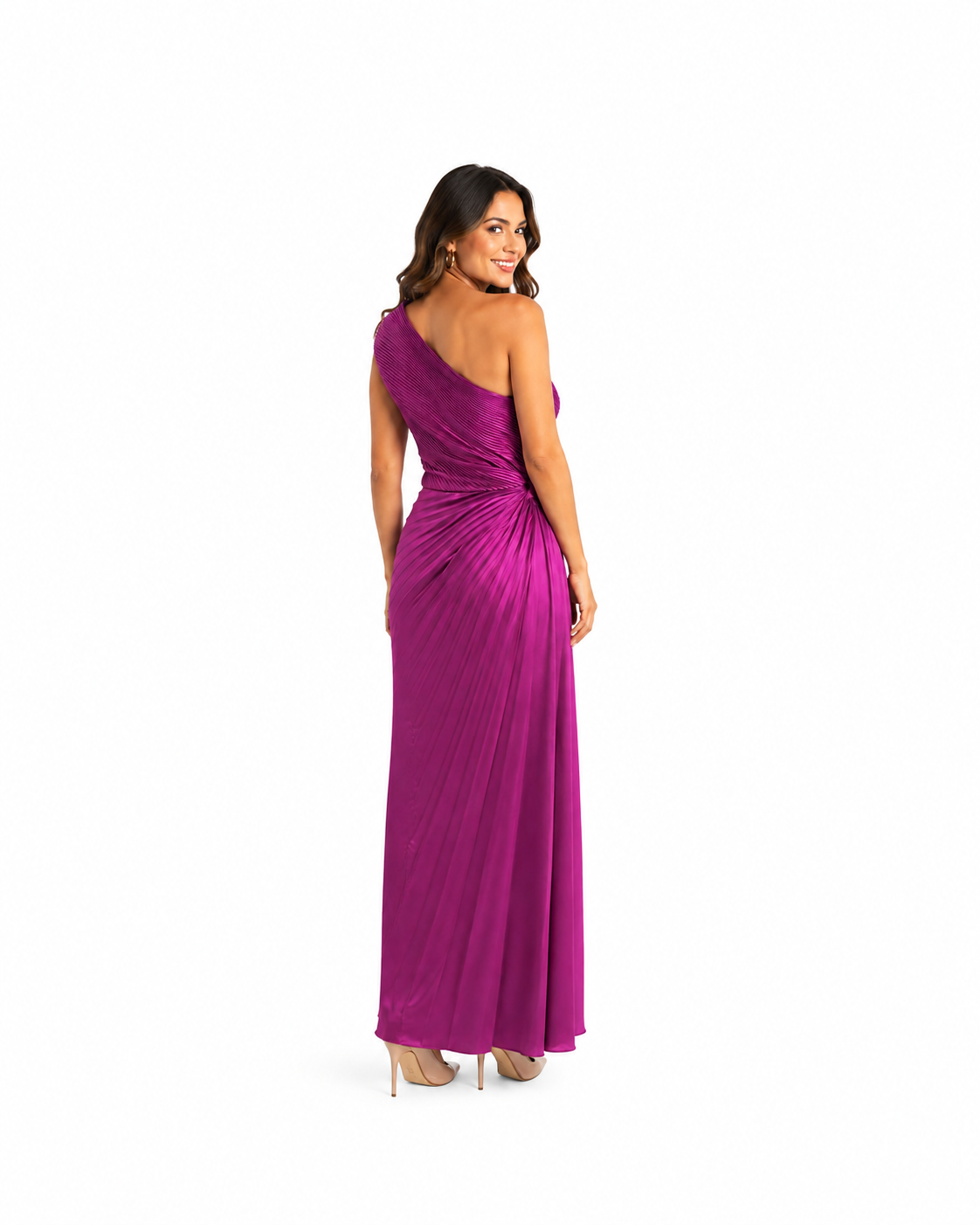 Arriendo de Vestido largo plisado purpura marca italy fashion