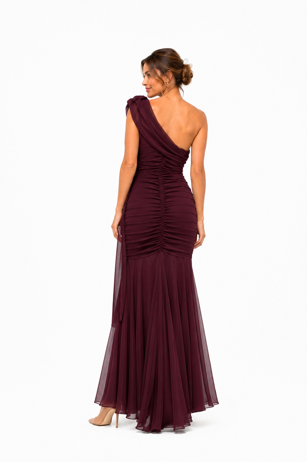 Vestido burdeo español largo
