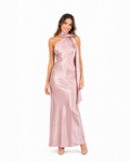 Arriendo de Vestido largo palo rosa con tira larga lycra brillante