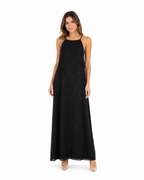 Arriendo de vestido negro largo con brillos ajustado