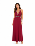 Arriendo de vestido largo con cruce espalda elasticado