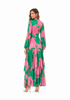 Arriendo de vestido largo marca Cocoota colombiano estampado