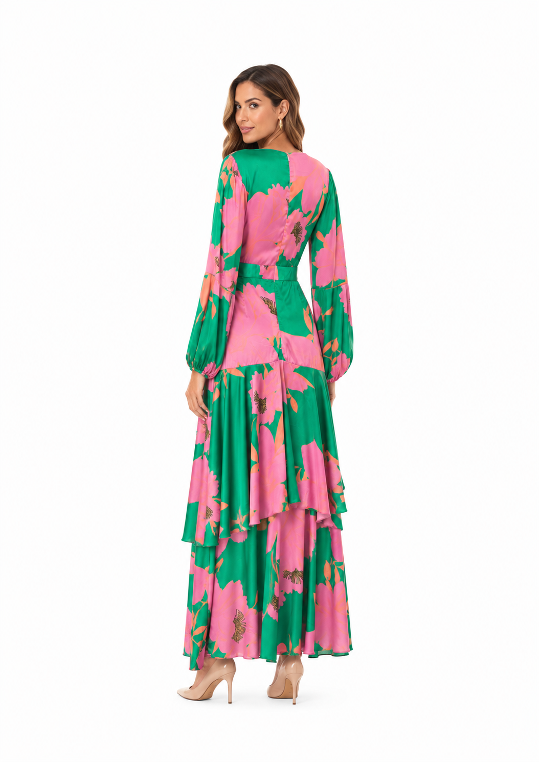 Arriendo de vestido largo marca Cocoota colombiano estampado