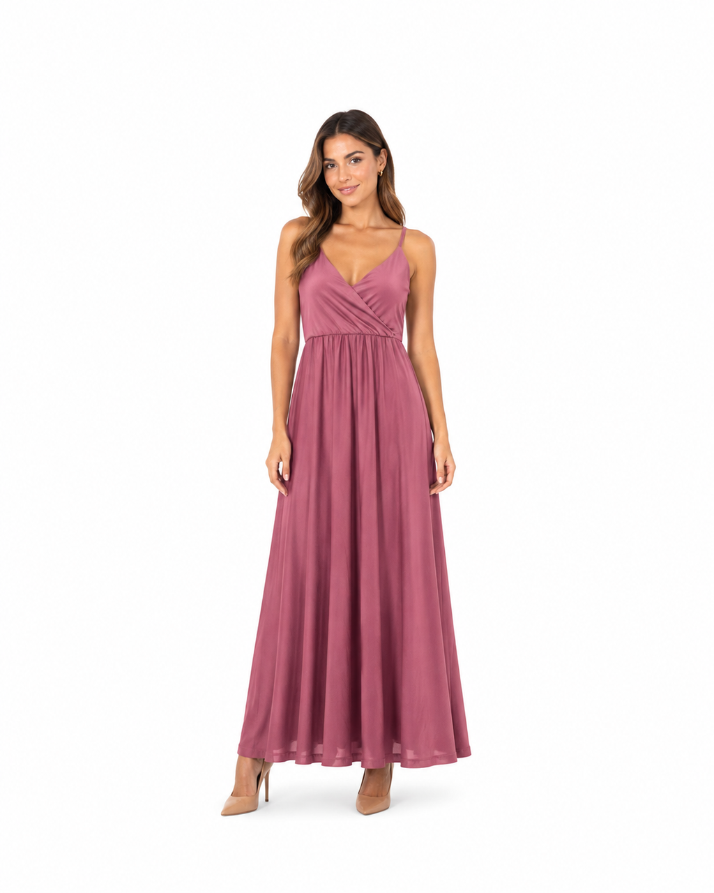 Arriendo de vestido lila oscuro con amarre en espalda largo