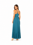 Arriendo de vestido color petróleo largo ajustable