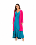 Arriendo de abrigo kimono fucsia de terciopelo
