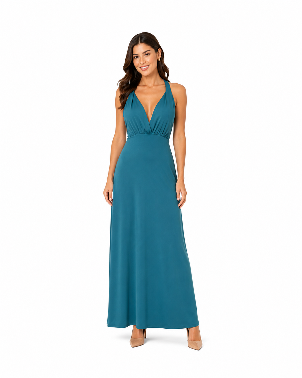 Arriendo de vestido largo marca Loreto Fuenzalida de gasa