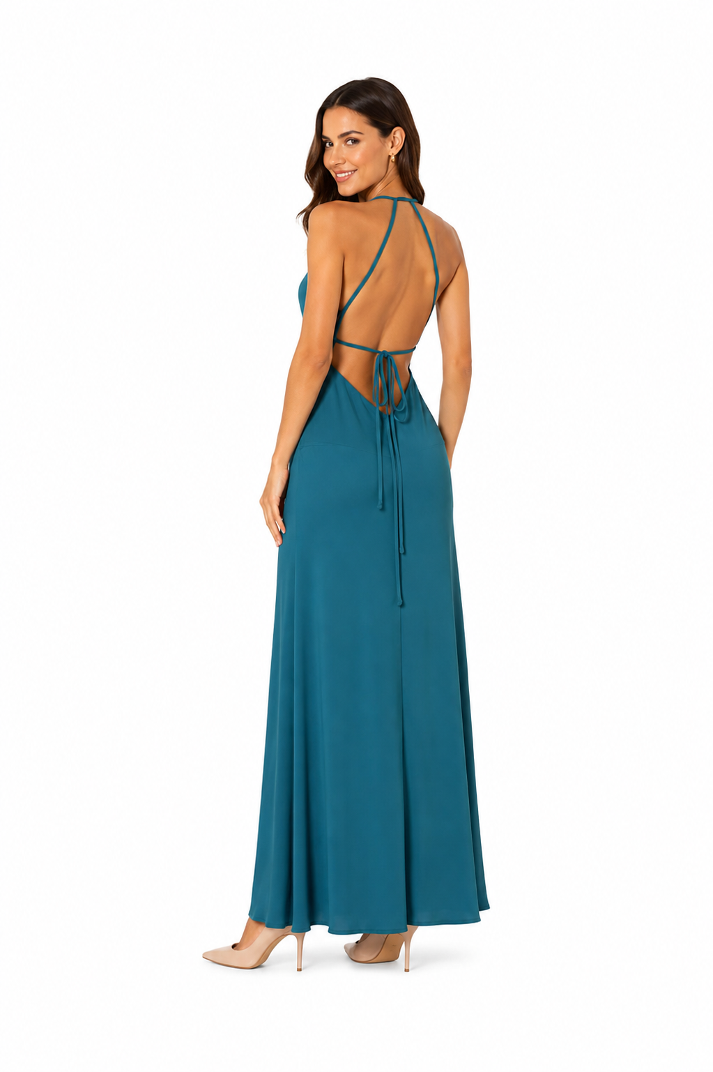 Arriendo de vestido largo marca Loreto Fuenzalida de gasa