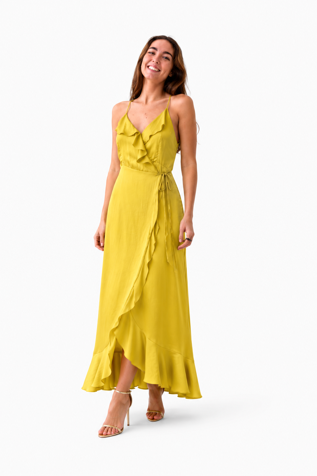 Arriendo de Vestido middie color mostaza marca DEBUT