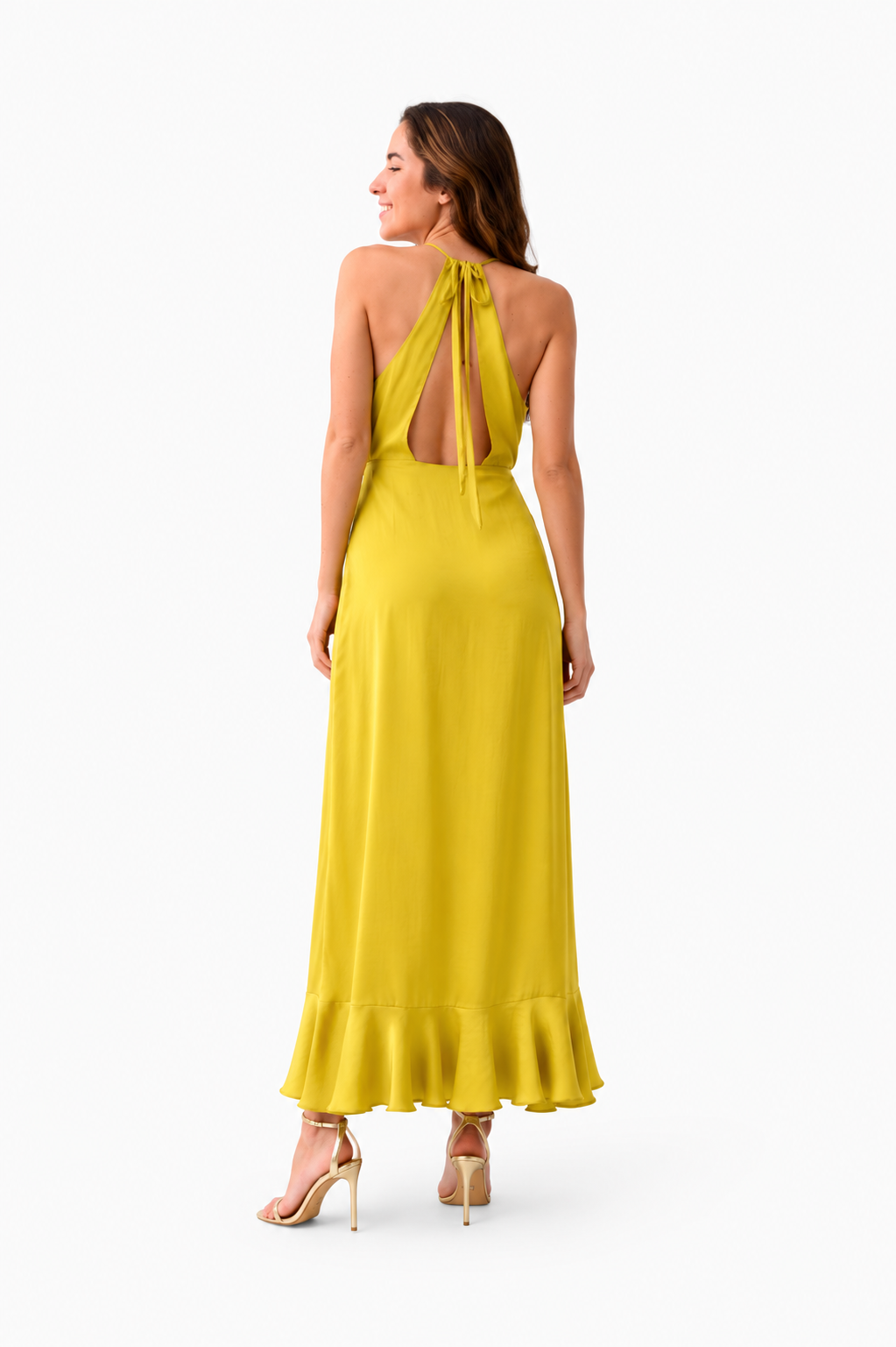 Arriendo de Vestido middie color mostaza marca DEBUT