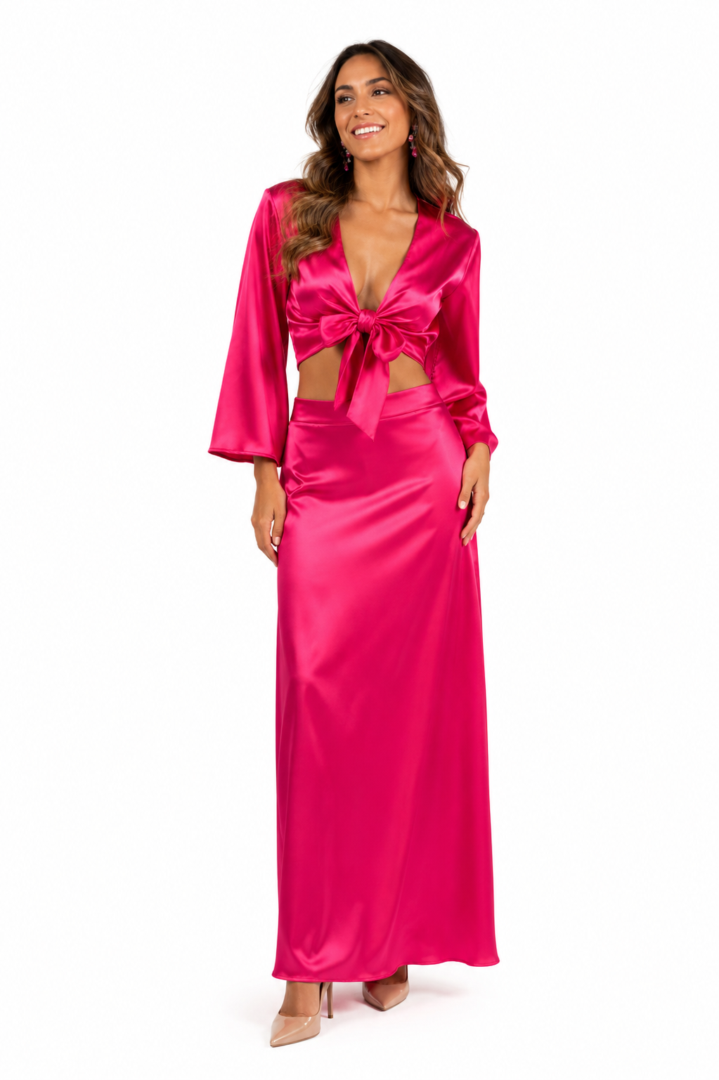 Arriendo de Conjunto seda fucsia