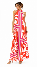 Arriendo de vestido estampado halter sin espalda