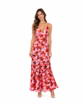 Arriendo de vestido largo rosado con flores marca dress forum