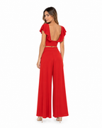 Arriendo de conjunto marca indala escote en v y tiras con manguitas