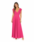Arriendo de Vestido lycra largo fucsia con manguitas