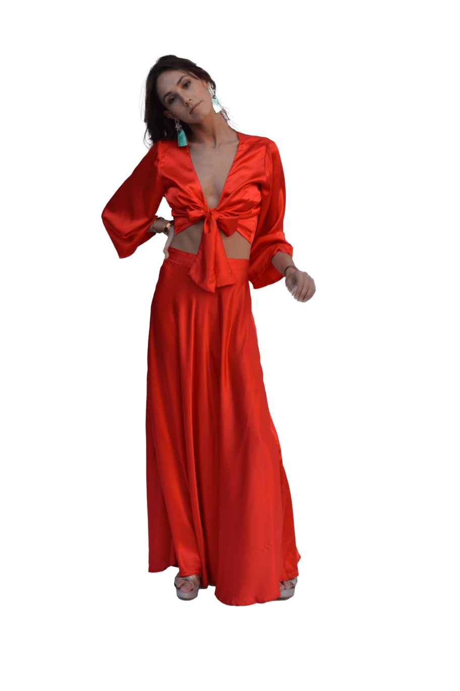 Arriendo de Conjunto de seda rojo marca Chic Dress Project