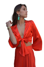 Arriendo de Conjunto de seda rojo marca Chic Dress Project