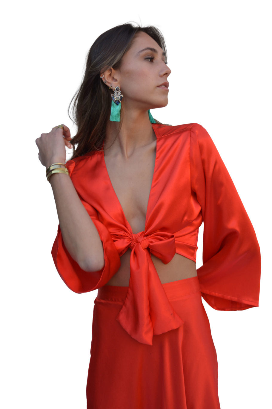 Arriendo de Conjunto de seda rojo marca Chic Dress Project