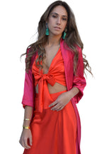 Arriendo de Kimono seda fucsia