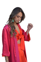 Arriendo de Kimono seda fucsia
