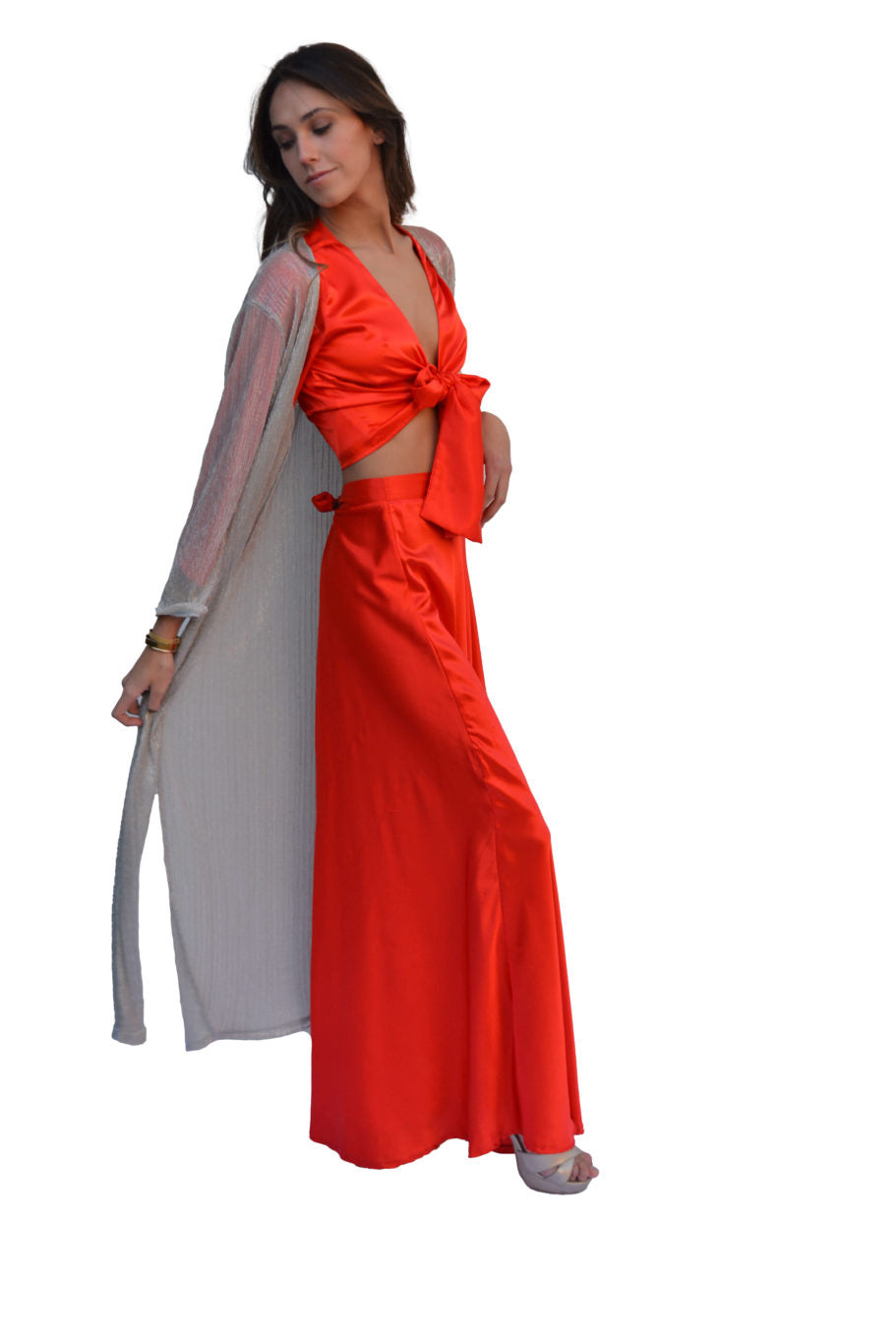 Arriendo de Kimono plateado brillante