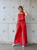 Arriendo de Conjunto pantalón y crop top color rojo