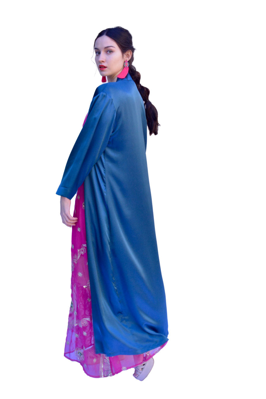 Arriendo de Kimono azul seda