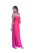 Arriendo de Vestido seda fucsia