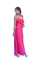 Arriendo de Vestido seda fucsia