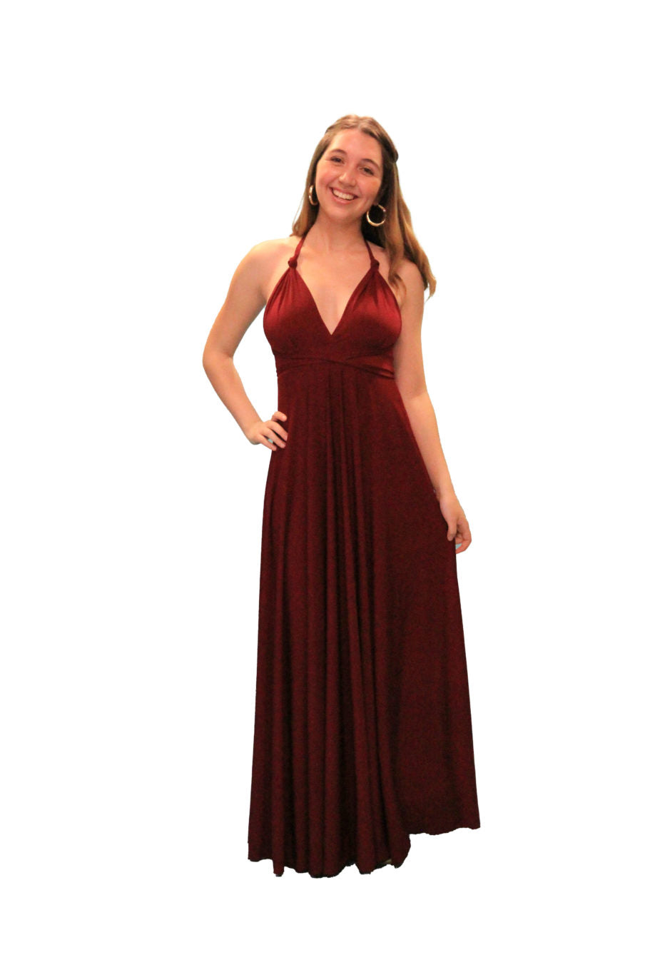 Arriendo de Vestido lycra burdeo tirantes multiforma